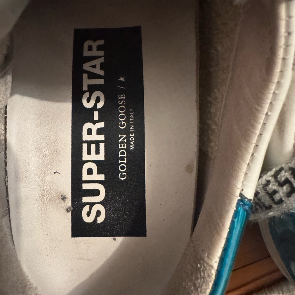 Golden Goose White and Blue Glitter Sneakers - Picture 12 of 14